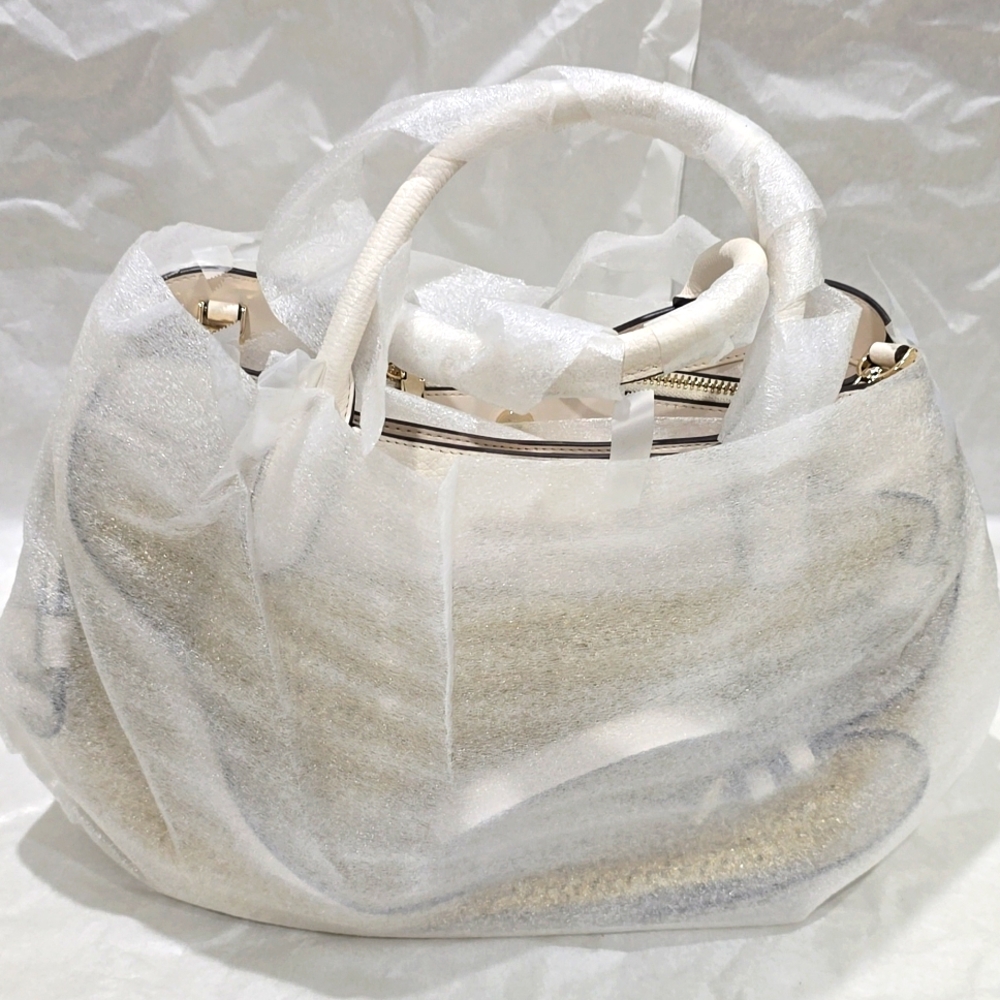 Kate Spade Dumpling Straw Large Satchel, Parchment Multi - Picture 6 of 8
